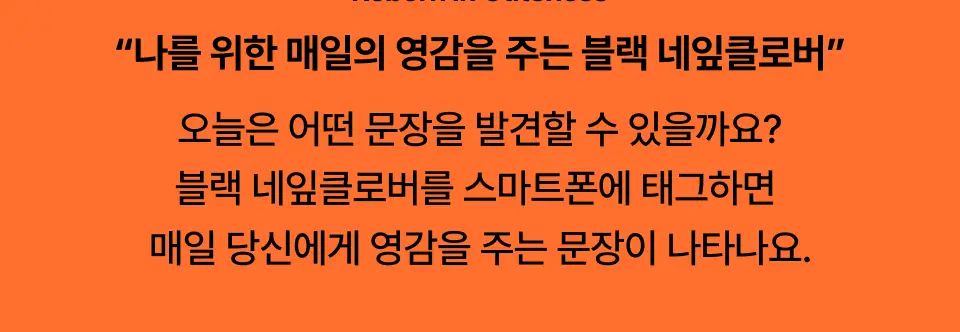 [노플라스틱선데이x롱블랙] NFC 태그미 하루 한문장 네잎클로버 키링 상세페이지 2